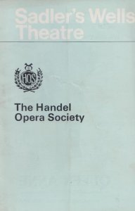 Sadlers Wells Opera Society Orlando 1966 Chandos Orchestra Concert Programme