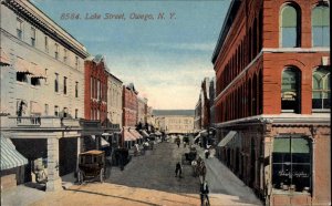 OSWEGO N Lake Street Scene c1910 Postcard