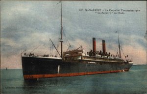 STEAMER STEAMSHIP St Nazaire Le Paquebot Transatlantique c1910 Postcard