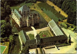 VINTAGE CONTINENTAL SIZE POSTCARD AERIAL VIEW OF SPONTIN CASTLE YVOIR BELGIUM