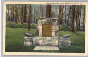 Linen Postcard..Black Watch Monument..Fort Ticonderoga,Ne...