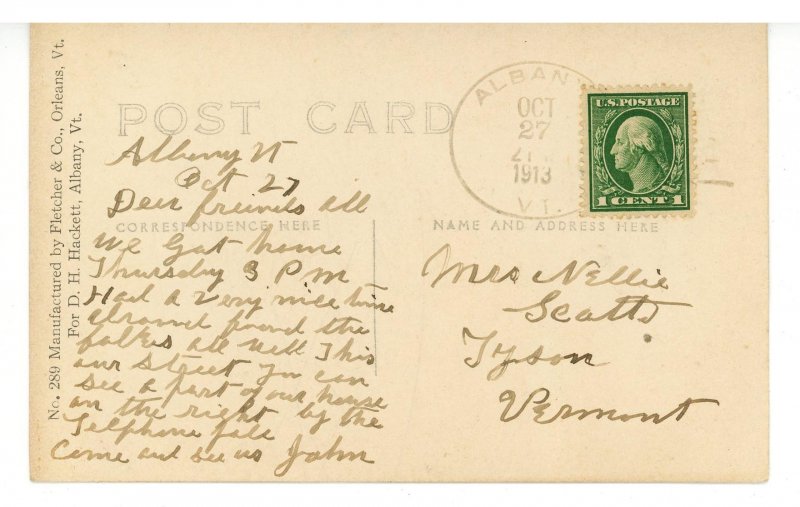 VT - Albany. Main Street ca 1913    *RPPC