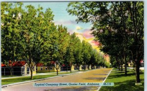 MONTGOMERY, Alabama AL ~ GUNTER FIELD ~ COMPANY STREET Scene AFB 1940s  Postcard