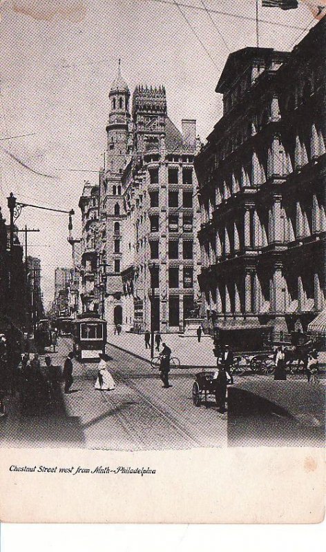 Postcard Chestnut Street West from Ninth Philadelphia PA