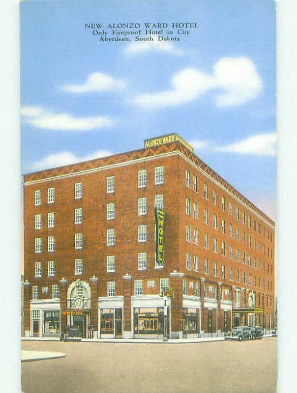 Unused Linen ALONZO WARD HOTEL Aberdeen South Dakota SD hr8266