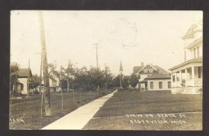 RPPC SCOTTVILLE MICHIGAN RESIDENCE STREET SCENE VINTAGE REAL PHOTO POSTCARD