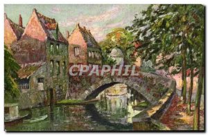 Old Postcard The Green Qual Bruges