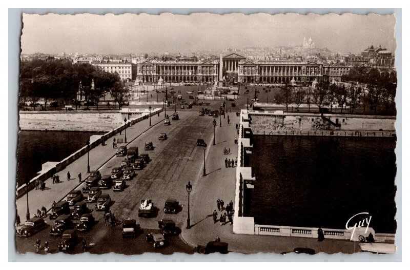 Postcard Paris France Pont Et Place De La Concorde Old Cars RPPC By Guy