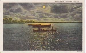 Pennsylvania Moonlight On Canadohta Lake 1944 Curteich