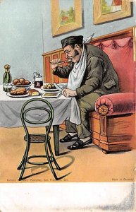 Man eating dinner alone Oddities Unused 