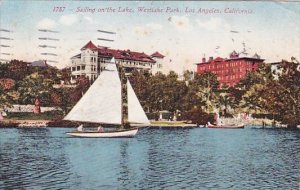 California Los Angeles Sailing On The Lake Westlake Park 1919