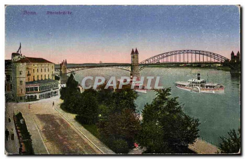 Old Postcard Bonn Rheinbrucke Boat