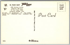 Vtg El Paso Texas TX Travel Lodge Motel Travelodge East 1970s View Postcard
