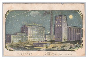 Postcard The Kansas Milling Company Wichita Kansas Night Scene