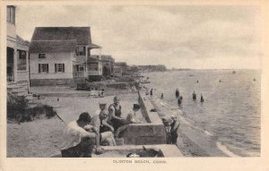 Clinton Beach Connecticut view of beach bathers antique pc ZE686209