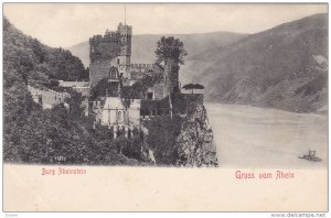 BURG RHEINSTEIN, Rhineland-Palatinate, Germany, 1900-1910's; Gruss Vom Rhein