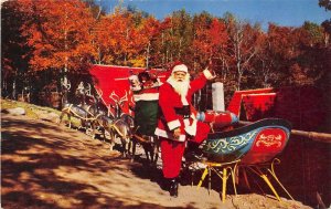 North Pole New York 1950s Postcard Santa's Workshop Santa Claus Sleigh