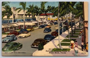 Miami Beach Florida~Lincoln Road Shopping Center~Cars~People~Palm Trees~Linen PC