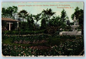 1915 Pocantico Hills New York Postcard Japanese Pergola Circular Garden Estate