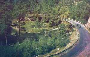 Postcard Double-Spiral Bridge Iron Mountains Road On The Way To Mount Rushmore