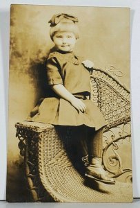 RPPC Cutest Girl Wicker Chair Edwardian Hagerstown Md Family Postcard K2