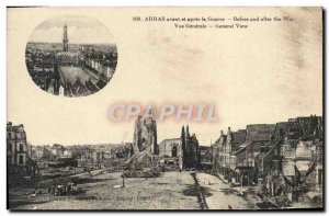 Old Postcard Arras Before and after War Army General view