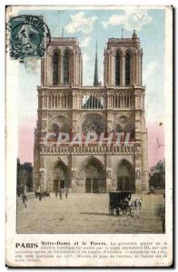 Paris 4 Notre Dame and the Parvis - Old Postcard