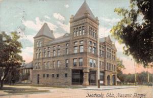 SANDUSKY OHIO~MASONIC TEMPLE~WAYNE & WASHINGTON STS~LEIGHTON #5571 POSTCARD 1908