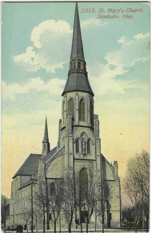 1913 postcard, St. Mary's Church, Sandusky, Ohio