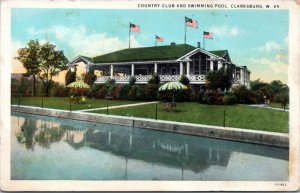 Postcard WV Clarksburg - Country Club and Swimming Pool