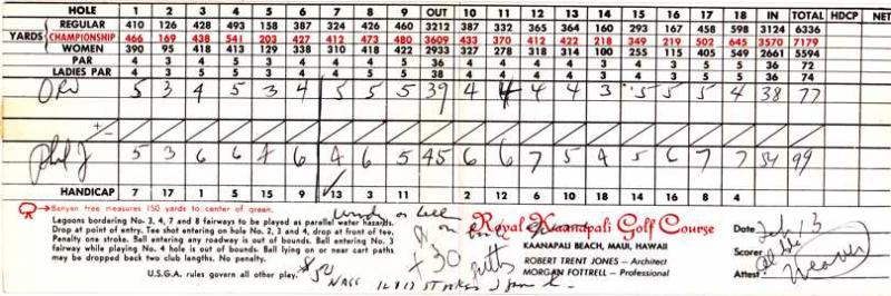 Royal Kaanapali Golf Club Hawaii - Double postcard and Golf Scorecard