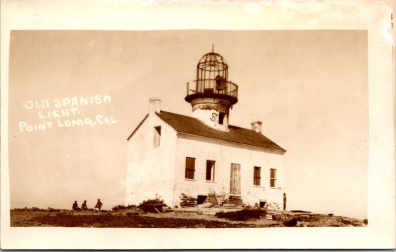 Real Photo Postcard Old Spanish Lighthouse in Point Loma, San Diego, California