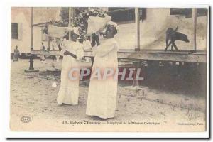 Old Postcard Gabon Loango Neophytes of the Catholic mission