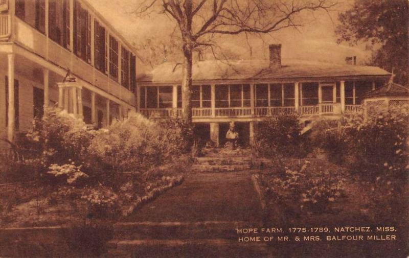 Natchez Mississippi Hope Farm Miller Home Antique Postcard K41382