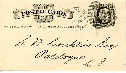 Postal Card - 1881, Hanover Fire Insurance Company