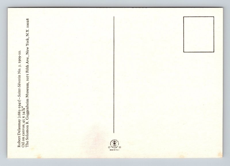 Robert Delaunay Saint-Severin Oil on Canvas Art Postcard 1982 Italy