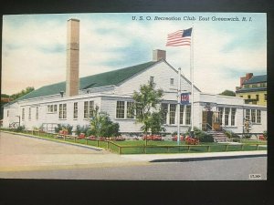 Vintage Postcard 1930-1945 U.S.O. Recreation Club East Greenwich Rhode Island