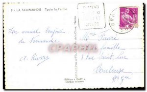 Old Postcard Normandy whole farm (horse riding)