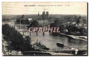 Old Postcard Paris Panorama of the Seine to the Cite