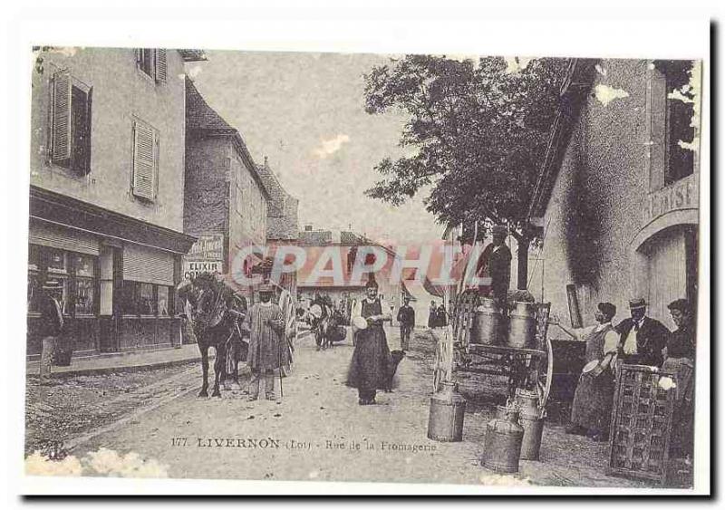 Livernon Old Postcard Street in the cheese (reproduction)