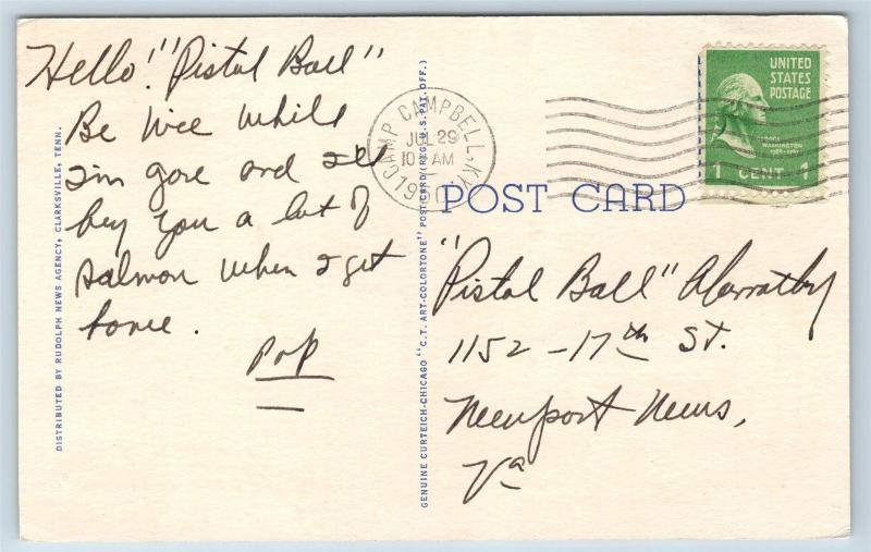 Postcard KY TN Camp Campbell Large Letter Greetings Vintage Linen Rare View L18