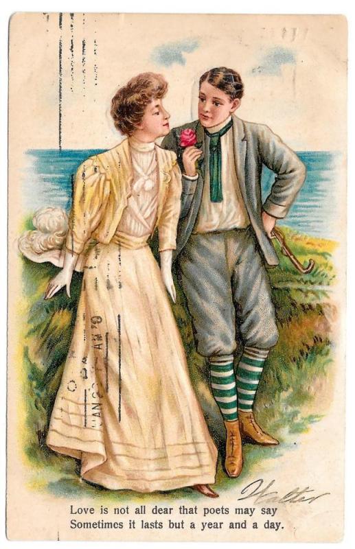 Romance Edwardian Couple Man Woman Love is not all dear 