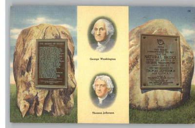 Linen Postcard..Natural Bridge Signs..Virginia/VA..George...