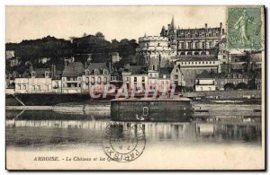 Old Postcard Amboise Chateau And The Quays