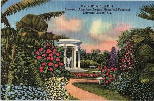Postcard FOUNTAIN SCENE Daytona Beach Florida FL AJ2306