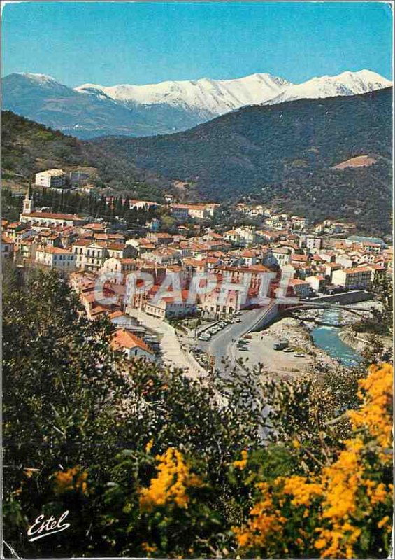 Modern Postcard Amelie les Bains Pyrenees Orientales Town and Tech in the bac...