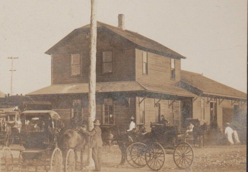 Lewistown MONTANA RPPC 1909 DEPOT Train Station RAILROAD Railway VAN
