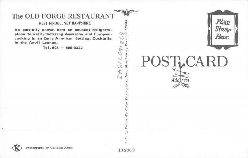 West Rindge New Hampshire Old Forge Restaurant Multiview Vintage Postcard K69259