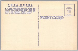 Vtg Chicago Illinois IL YMCA Hotel City Map Points Of Interest 1940s Postcard