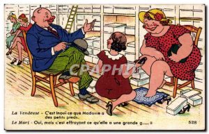 Old Postcard Fancy The saleswoman Chausseur Humor